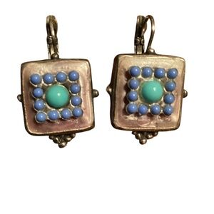 Vintage GAS St. Tropez silver toned earrings with beads